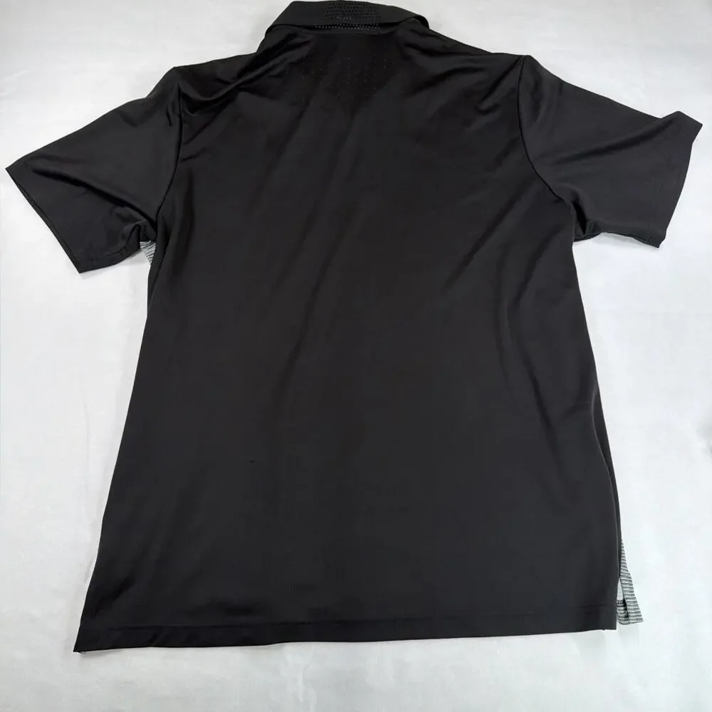 Adidas Climachill Golf Polo Mens XL Black Gray Striped Sherwood Country Club